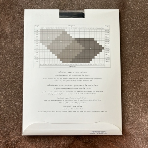 Calvin Klein Infinite Sheer Control Top Pantyhose Tights - Picture 4 of 5